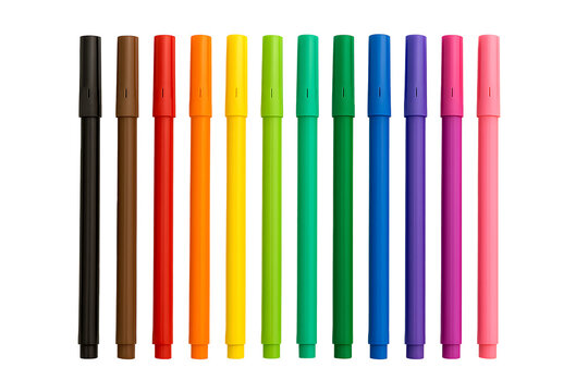 Colorful marker pens set isolated on transparent background - Powered by Adobe