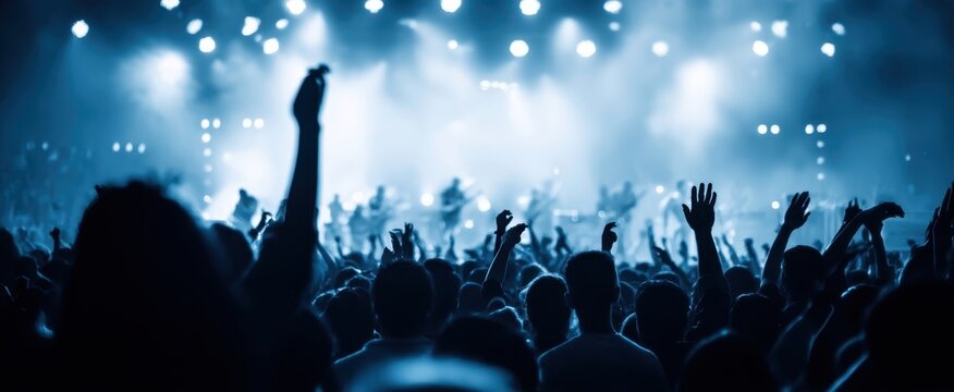 The electrifying atmosphere of a concert filled with enthusiastic fans.