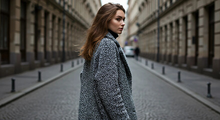 Fototapeta premium young woman walking on the street