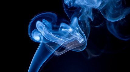 Fototapeta premium Mysterious Blue Smoke Artistically Curving Against a Black Background