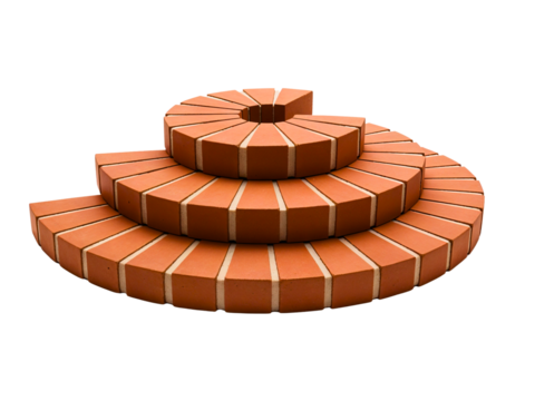 Spiral Brick Staircase Isolated on White Background
