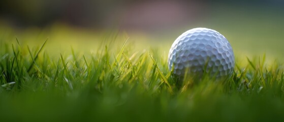 The golf ball resting on lush green grass in a serene outdoor setting.