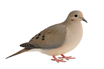 Mourning dove standing isolated on transparent background
