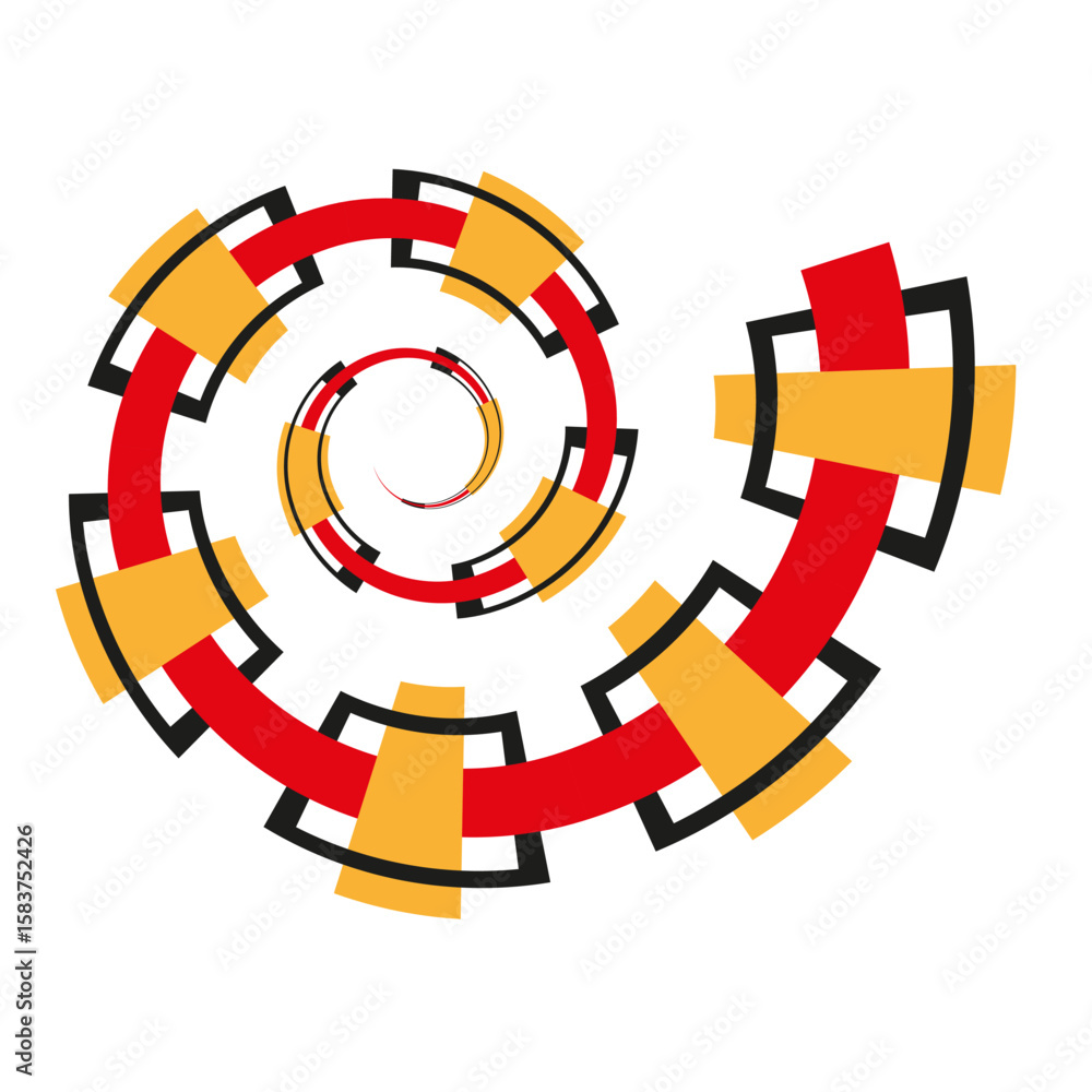 Poster spiral geometric pattern. abstract dynamic shapes. colorful vector background. modern fluid graphic