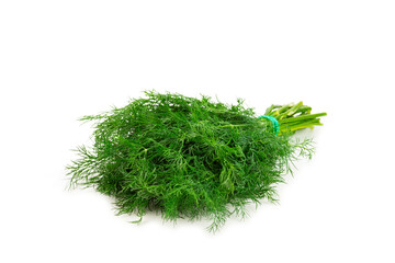 Dill isolated on white background. Fresh organic greens. Dill plantation. Dill leaves. Bunch of...