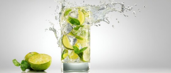 The refreshing splash of a delicious lime and mint cocktail.