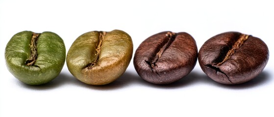 The variety of coffee beans showcasing different roasting levels and colors.