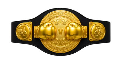 Golden Boxing Championship Belt Isolated on White
