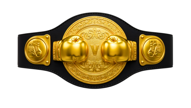 Golden Boxing Championship Belt Isolated on White
 - Powered by Adobe