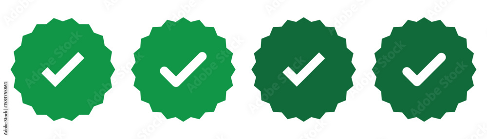 Poster check box icon with correct, accept checkmark icons green tick box, check list circle frame - checkb