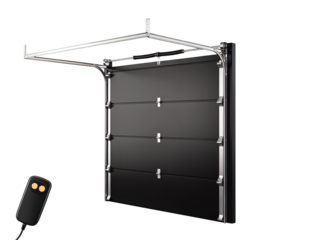 Black Automatic Garage Door with Remote Control
