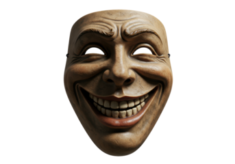 Isolated Sinister Smiling Mask of Deception