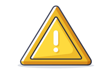 yellow triangle warning sign with exclamation mark and outline isolated on white background.