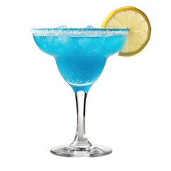 Blue margarita cocktail isolated on transparent background