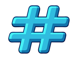 Fototapeta premium 3d blue hashtag symbol illustration design and isolated on white background.