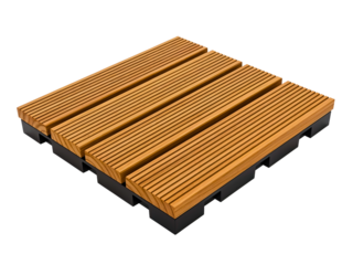 Modular Interlocking Wood Deck Tile Isolated
