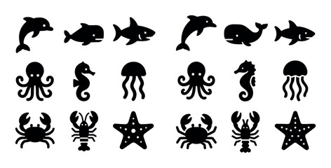 Naklejka premium Aquatic Icons Grid
