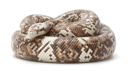 Obraz premium A coiled snake against white