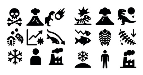 Naklejka premium Extinction Event Icons