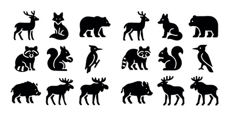 Fototapeta premium Forest Animal Icons