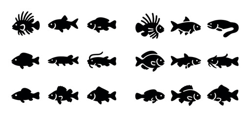 Fototapeta premium Invasive Fish Icons