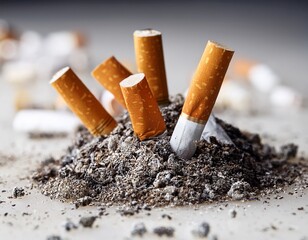 cigarette butts ash pile smoking tobacco waste danger health