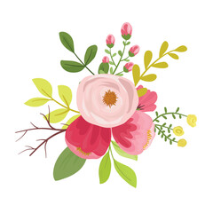 Rustic Maroon Rose and Wildflower Wedding Bouquet