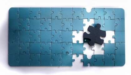 isolated puzzle pieces with missing gray piece
