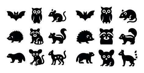 Obraz premium Nocturnal Animal Icons