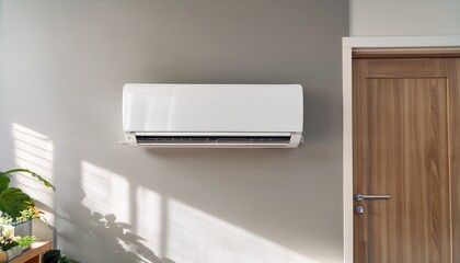 modern white air conditioner unit in clean interior room