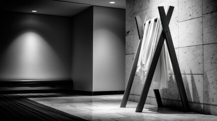 Modern minimalist hallway with clothes rack