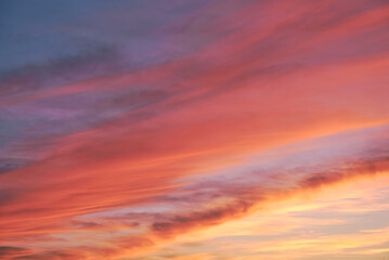 A sunset. Heaven, orange sky Sun rays Wallpaper