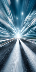 スピード感！ホワイトブルーバーストライン素材、高速データ転送を象徴する放射状レーザーストリーム