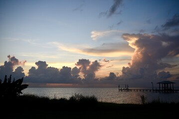 sunset over the lake