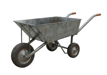Isolated Weathered Metal Wheelbarrow Ready for Gardening