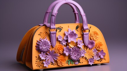 Artisan Crafted Handbag Featuring Floral Design, Chic Leather Purse with Vibrant Colors and Style
