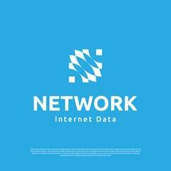 Geometric letter N arrow technology logo vector design template