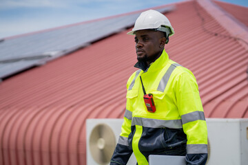 Engineers is checking the air conditioning cooling system of a major building or industrial...