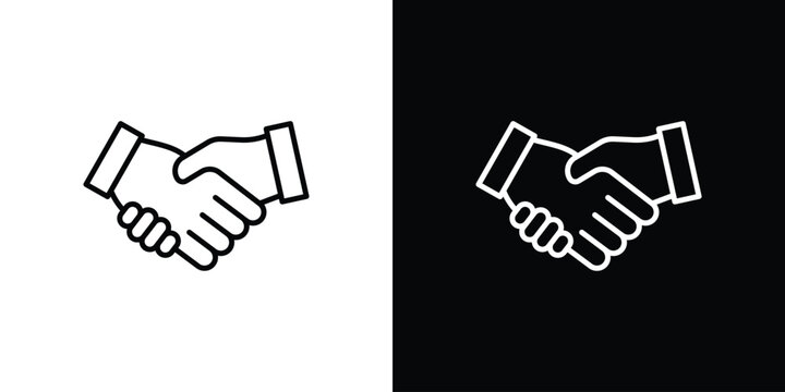 Shake hands icon in outline style. Vector.