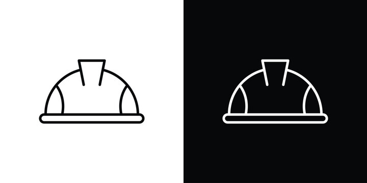 Safety helmet icon in outline style. Vector.