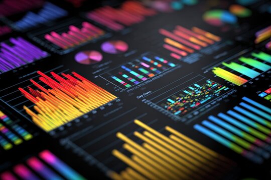 Colorful data visualization showcasing various graphs and charts designed to represent trends and insights in an engaging manner for analytical purposes
