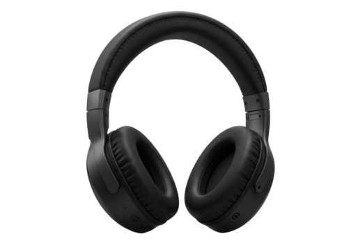 Isolated Black Wireless Headphones with Padded Earcups