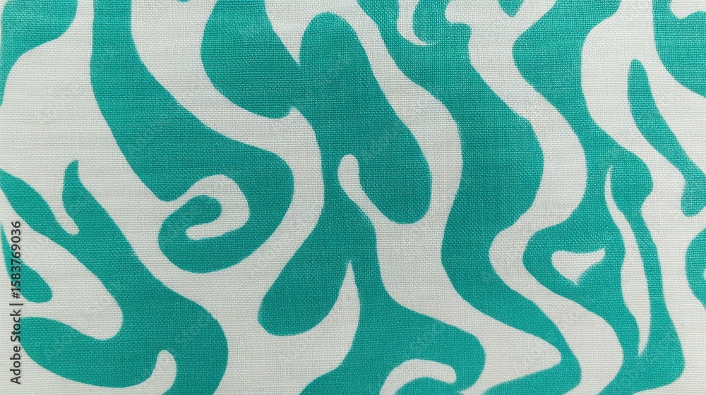 Poster fluid turquoise white abstract pattern generating contemporary visual texture with smooth, undulatin