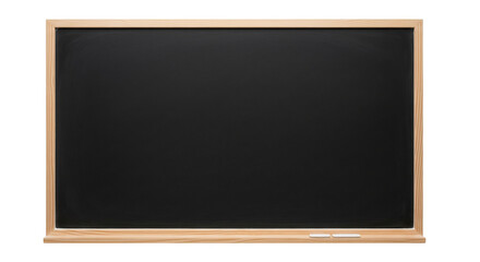 Blank black chalkboard with chalk ledge