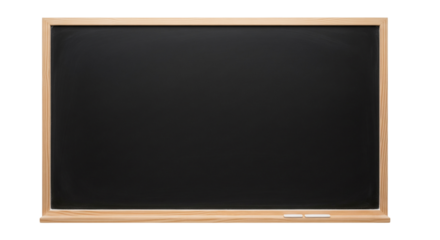 Blank black chalkboard with chalk ledge