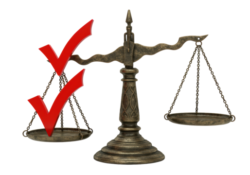 Isolated Antique Scale with Check Marks on One Side