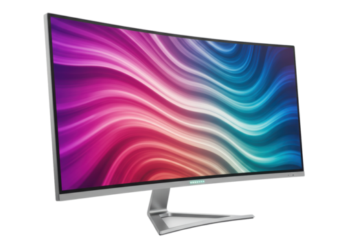 Isolated Curved Ultra Wide Computer Monitor with Dynamic Screen