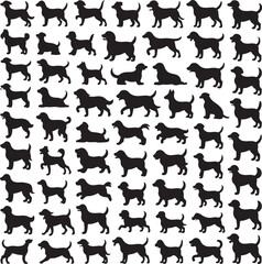 Obraz premium Various dog silhouettes in different poses dogs black