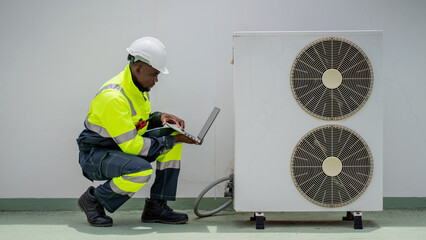 Engineers is checking the air conditioning cooling system of a major building or industrial facility.