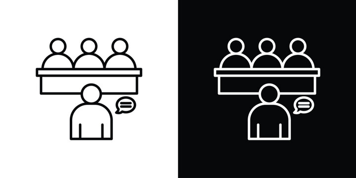 Job interview icon in outline style. Vector.